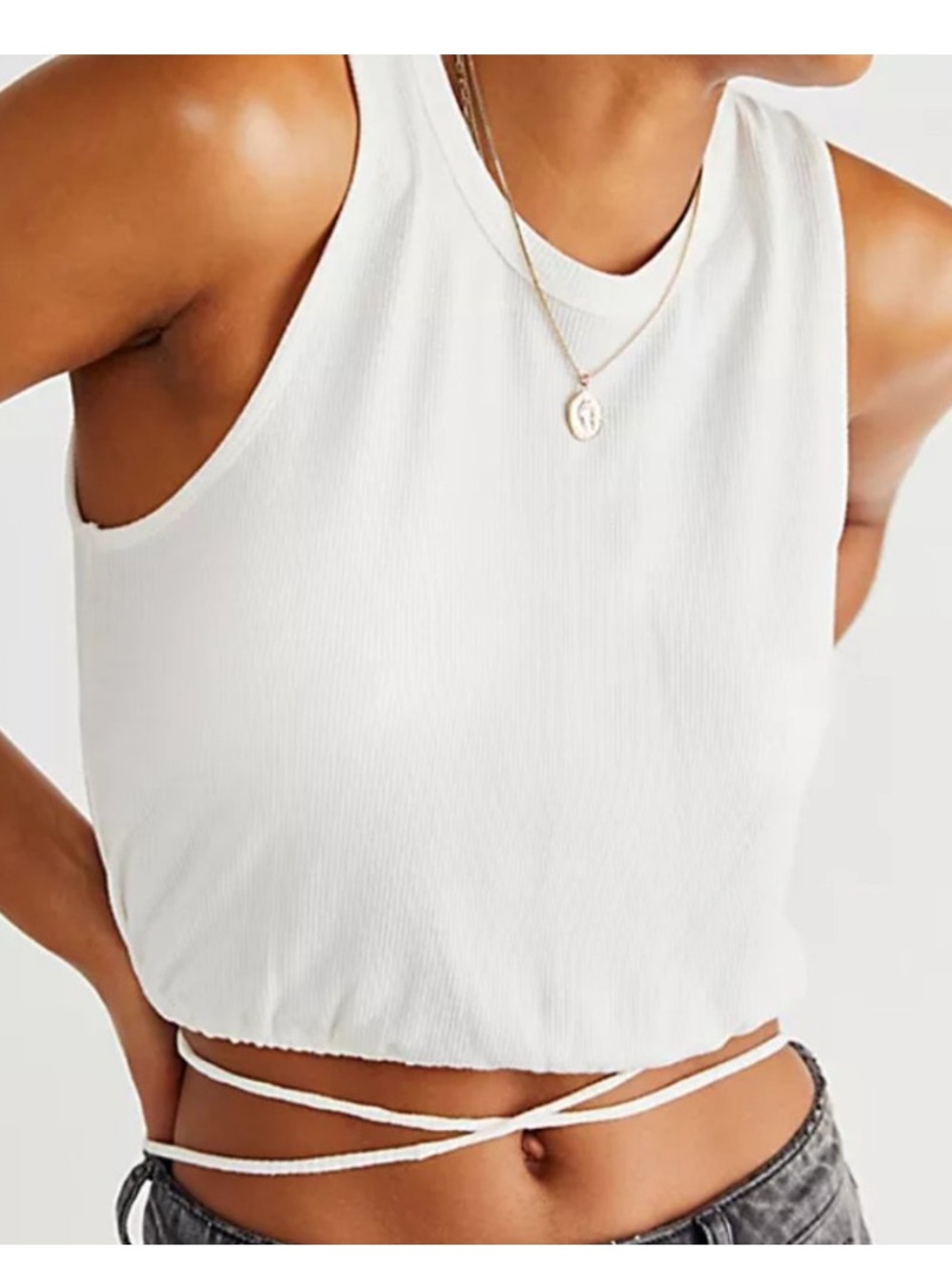 Intimately Free People Good To Me White Cropped Tank Top size XS